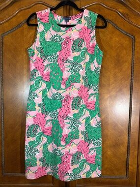 Melly M Pink & Green Tropical Sheath Dress